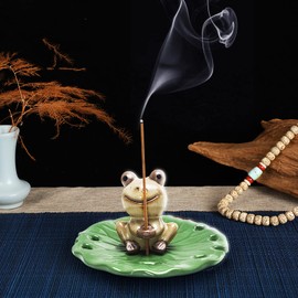 Veenkeny Incense Stand, Stylish, Frog, Incense Burner, Ceramic Cute, Frog, Incense Burner, Incense Burner, For Buddhist Altar, Incense, Tea Ceremony Supplies, Home Use, Interior Incense Plate (A)