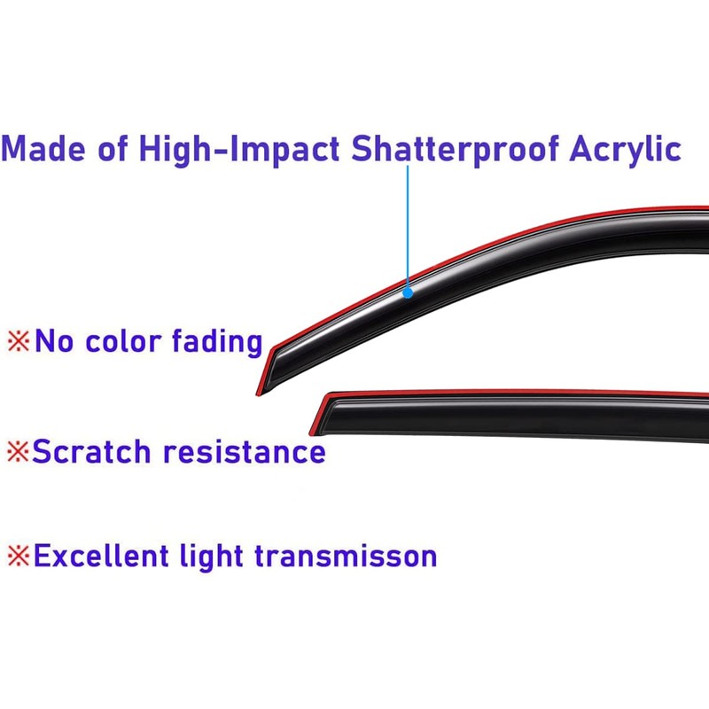 Lightronic Extra Durable Clip-on in-Channel Auto Vent Window Visor, Fits