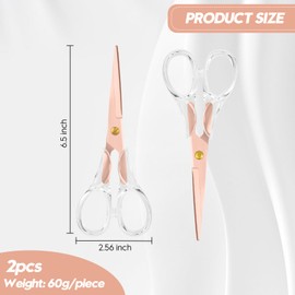 Honagu Acrylic Stainless Steel Scissors, Multipurpose, Sharp, Safe,Paper and Fabric Scissors for Office, Home, School, Sewing and Crafting, 2-Pack 6.5" (Rose Gold)