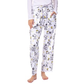INTIMO Peanuts Womens' Woodstock Snoopy Characters Friends Sleep Pajama Pants (X-Small) White