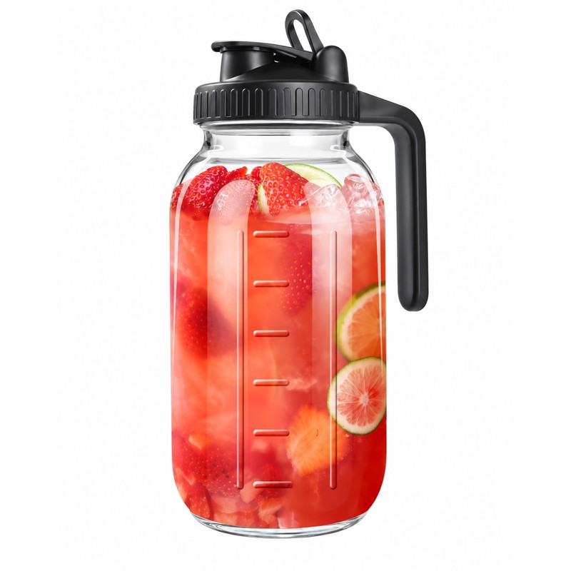 64 oz Glass Pitcher with Airtight Lid – Wide Mouth