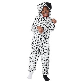 California Costumes, Dalmatian Pup Fleece Jumpsuit, Child,White/Black, Small (size 6-8)