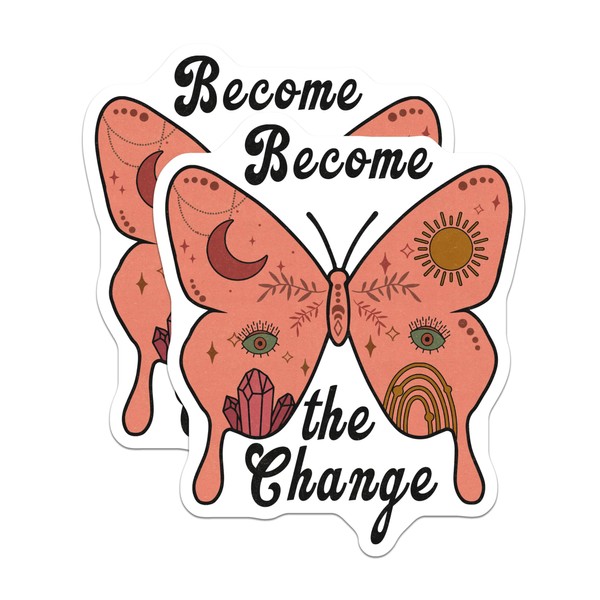 (2 Pack) Become The Change Magnets - Butterfly Inspiration -
