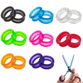 16 PCS Soft Silicone Scissors Finger Rings Dog Grooming Pet Shears Ring Thumb Inserts Finger Protector Ring Scissor Accessories for Barber Dog Hair Cutting Scissors (8 Colors)