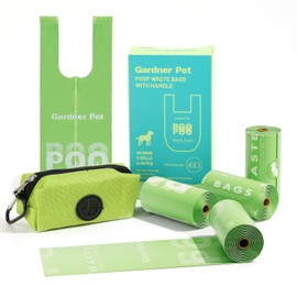 Gardner Pet Dog Poop Bags Rolls with Tissue, Pine Scented Poop Bags with Dispenser, Leak Proof Pet Waste Bags with Tissue Design, Reduce Touch Feeling, 4 Rolls-32 Counts