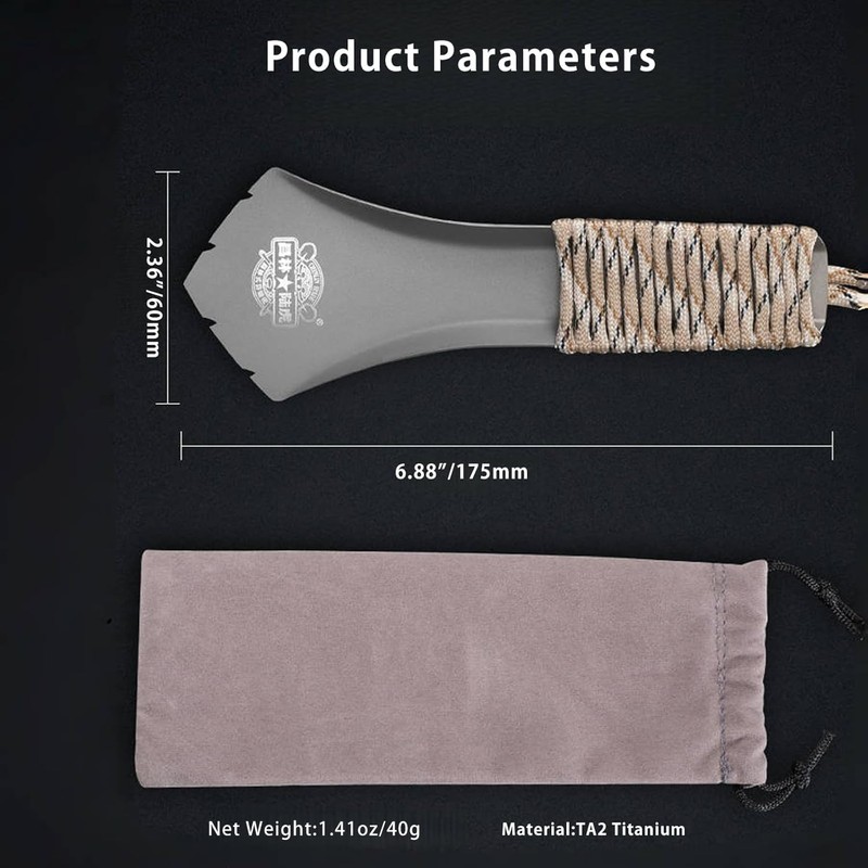 Ultralight TA2 Titanium Backpacking Trowel with Paracord Handle
