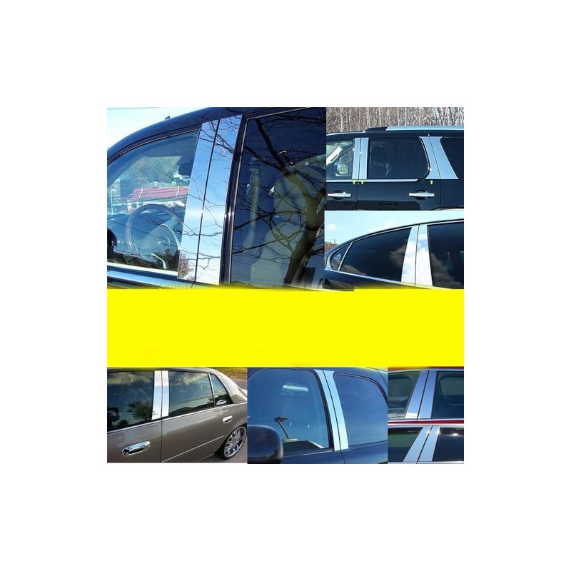 Stainless Steel Chrome Polished Stick-On Side Door Pillar Post Trim