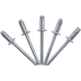 Generic (Pack of 10) 3/16"" x 5/16"" (5.0 x 8 mm) Blind Rivets, Open Dome Head, Pop Rivets DIN 7337, Steel Rivets and Steel Mandrel, Silver