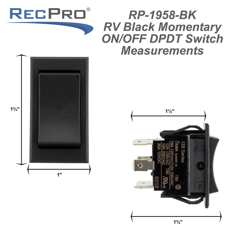 RecPro RV Double Pole Double Throw Momentary Switch | 30A