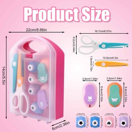 8atk Hole Punch Set for Children, Creative Craft Set for Children to Make Yourself with Scissors, Flower, Star, Butterfly, Heart Hole Punch for Scrapbook Paper for Children, Scrapbooking, DIY