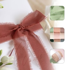 Vxcbad 9 Rolls 4 x 5m Satin Ribbon Chiffon Ribbon Wide Ribbon Wedding Gift Bow