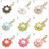 Happy HC-03 Flower Charm, Genuine Cow Leather, Rhinestone, Jewel, 9