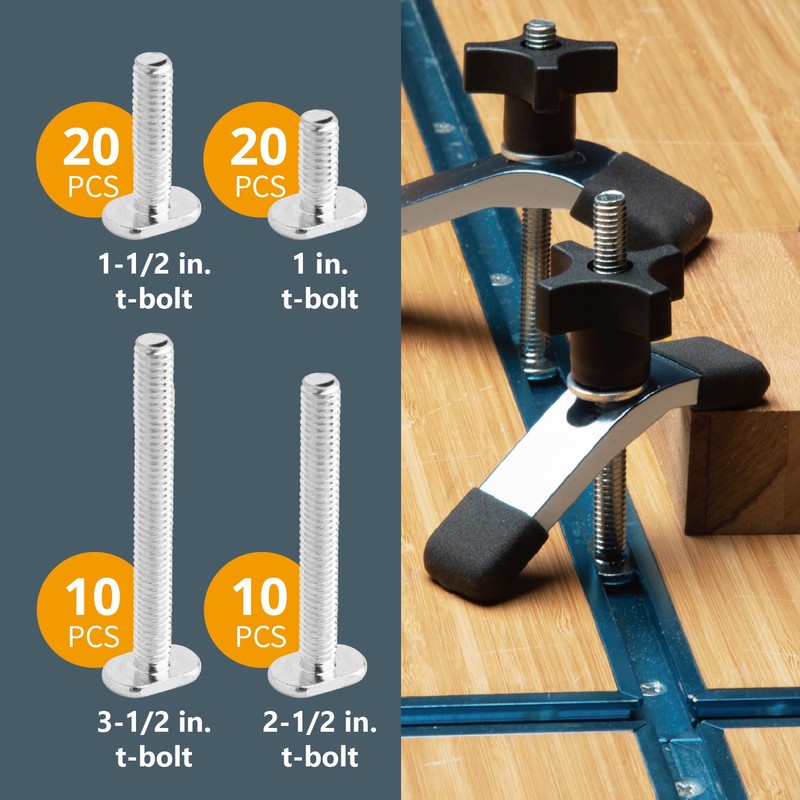 POWERTEC 71127 128 Piece Set T Track Knob Kit w/
