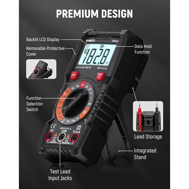 KAIWEETS Electrical Test Kit KIT01, Digital Multimeter, Smart Non-Contact Voltage