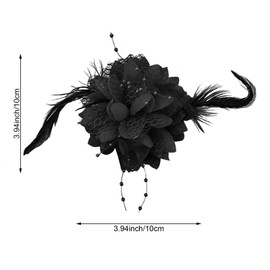 4PCS Rose Flower Hair Clip, Feather Mesh Hairband Floral Hats Barrette, Artificial Feather Ballet Style Hair Pins for Women