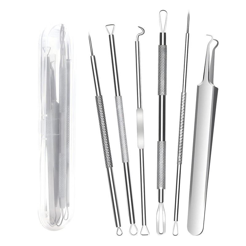 Fangze Blackhead Remover Tool Kit - 6pcs Pimple Popper Tool