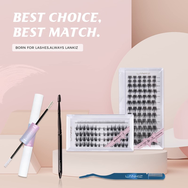 LANKIZ 2 Pcs DIY Eyelash Applicator Tools Kit Cluster LashApplicator