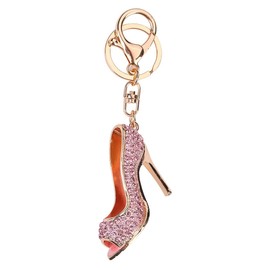High Heel Keychain for Women, Cute High Heel Shoe Key Chain for Girls, Sparkling Pink High-Heeled Shoe Key Ring, Funny Stiletto High Heel Keychains, Rhinestone High Heel Shoe Keychain Accessories Gift