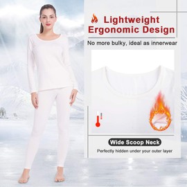 MANCYFIT Thermal Underwear for Women Long Johns Set Fleece Lined Ultra Soft Scoop Neck