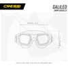 Cressi Swim Galileo Goggles with Tempered Glass, Transparent/White, One Size