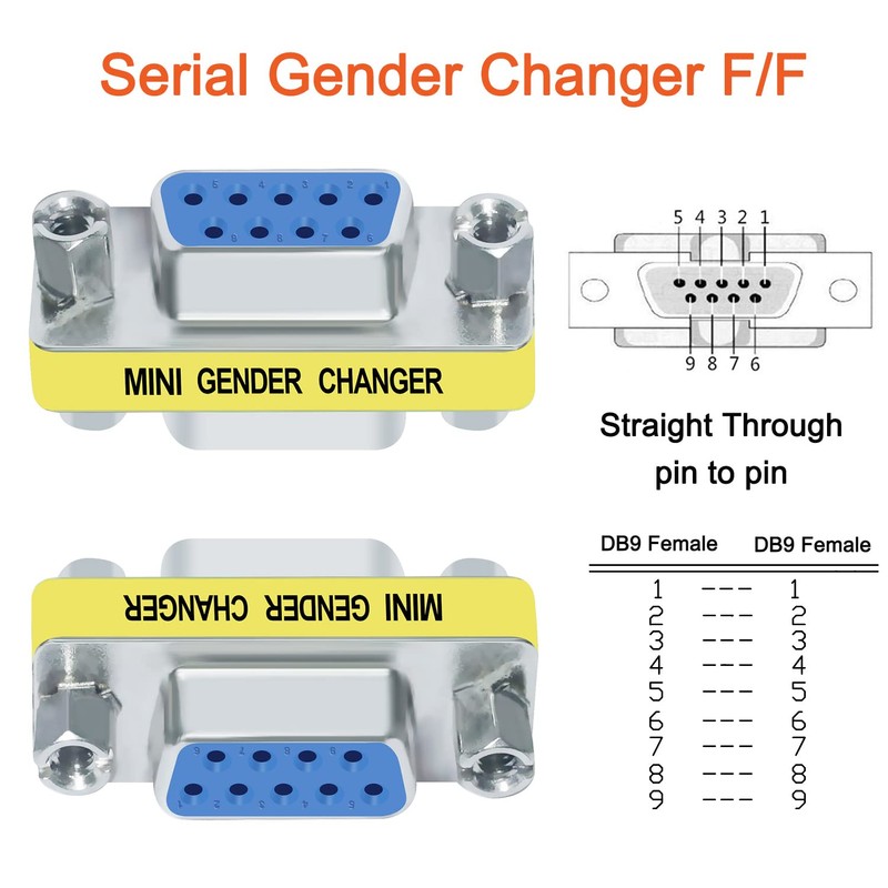 DTECH Serial Adapter 3-Pack (DB9 F-F, M-F, M-M), Mini Size
