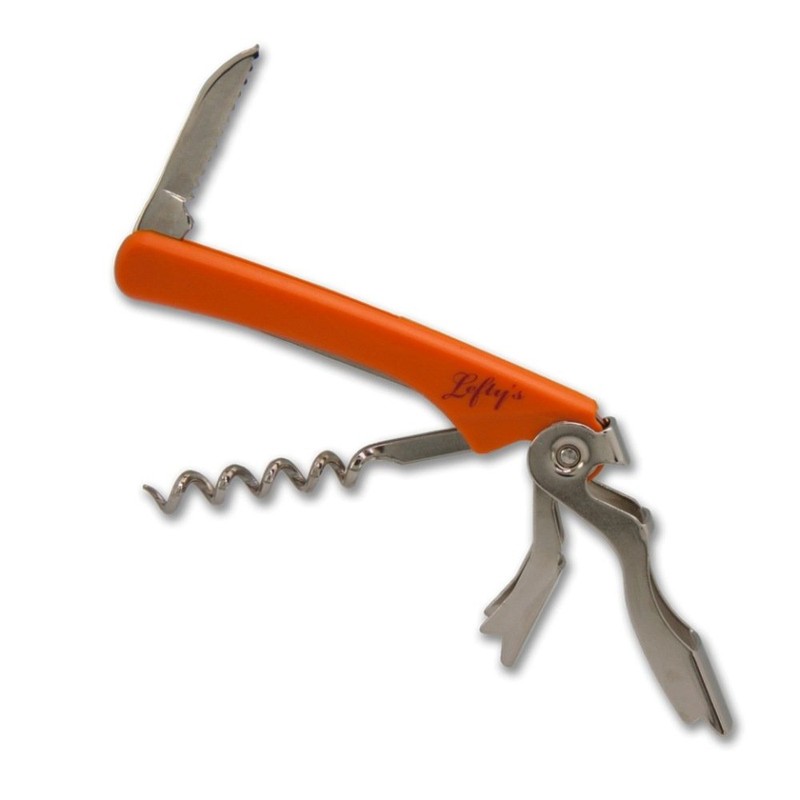 Left Handed Folding Waiter 4-in-1 Corkscrew, Orange Handle by Lefty's