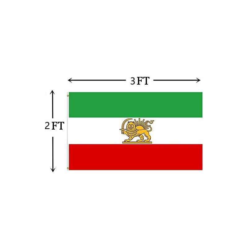 Yicmirtu Old Iran Flags with Lion Sun and Crown 2x3FT