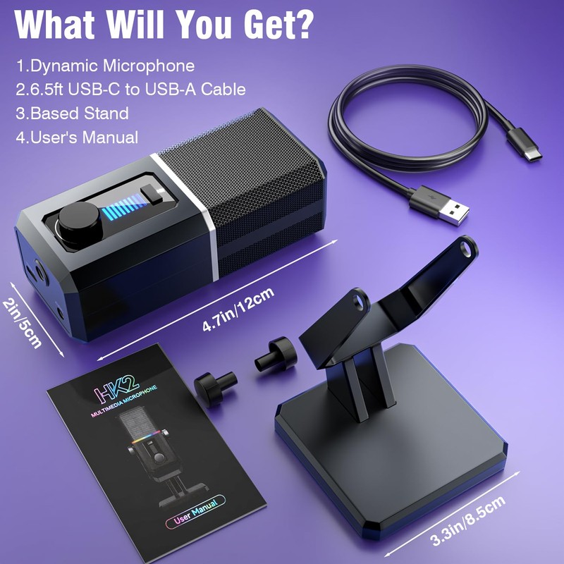 Facmogu HK2 - Micrófono para juegos, micrófono dinámico USB para