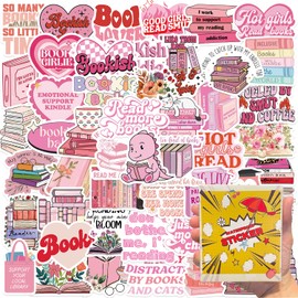 Pink Bookish Stickers 50pcs, Book Stickers for Kindle, Pink Sticker Aesthetic, Girly Booktok, Reading Sticker for Woman,Girl,Book Lover STICKERS2 (C)