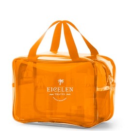 Generic Candy Color Jelly Toiletry Bag, Clear Cosmetic Pouch, Makeup Storage, TSA Approved (Orange), Carry-on 10 inches, QA--001