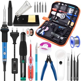 HANDSKIT Soldering Iron Set, 60 W Soldering Iron with Temperature Adjustable 200-450 °C, 15 in 1 Soldering Iron