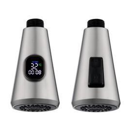 ATPCOLTD Kitchen Faucet Sprayer Head Replacement - Pull Down Faucet Spray Head, With Temperature Control Digital Display Function, Only For G1/2 Connector