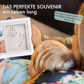 HuBorns - Baby Handprint and Footprint - Photo Frame for Foot and Handprint Set Plaster Cast Baby - Memory Forever and as a Decoration of the Nursery