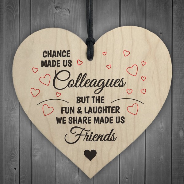 RED OCEAN Colleagues Fun and Laughter Novelty Wooden Hanging Heart Leaving Gift Plaque Work Friendship Sign