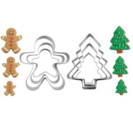 Christmas Cookie Cutter Set, 6 Pack Gingerbread Man Cookie Cutters, Christmas Tree Cookie Cutter, Stainless Steel Christmas Cutters Shapes, Christmas Cutters for Baking