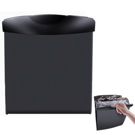 Selinear Car Trash Can, Car Supplies, Magnetic Suction Folding Suspension Attachment, Waterproof, Large Capacity, Accessory Storage, Hanging Car Seat Back, Car Garbage Bag (Black)