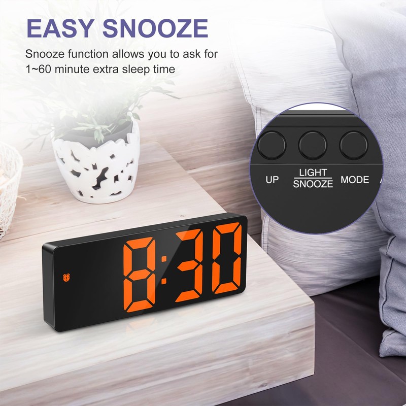 OQIMAX Digital Alarm Clock, Digital Alarm Clock with Large Numbers