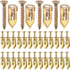 DC,CLISENCE 60 PCS Self-Drilling Drywall Anchors, Heavy Duty Zinc Plated Metal Wall Anchors Screws Kits, No Drill or Holes, Anchors for TV, Shelf (30 Pcs 1.18 inch Steel Anchors, 30 Pcs Zinc Screws)