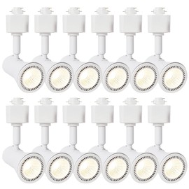INTWELL H Track Lighting Heads Dimmable LED Track Light Heads Bright Rail Ceiling Spotlight Fixtures Accent Task with LED GU10 3000K Warm White,120 Volts,10 Watts,12Pack (White)