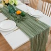 CHUQING Cheesecloth Table Runner Sage Green 27 x 118 Inch