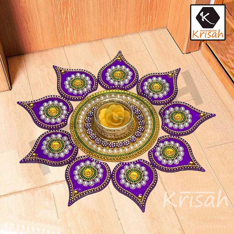 Krisah SMALL SIZE 11 Pieces Set Acrylic Rangoli with T