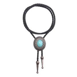 GelConnie Mens Bolo Ties Silver Cowboy Necklace Turquoise Native American Bolo Ties Vintage Cowboy Ties for Men.Women