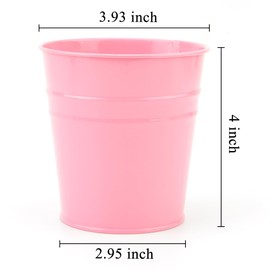 MATIMASU Pen Holder Cup For Desk Pencil Holder Metal Marker Pen Organizer Storage Small Tinplate Flower Pot Succulent Bucket Planters for Office Home - 2 Pack (Pink)
