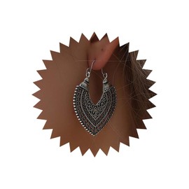 Inateannal Boho Filigree Heart Earrings Silver Filigree Heart Earrings Love Heart Earrings Tribal Ethnic Hollow Carved Earrings Jewellery for Women and Girls, Zinc, No Gemstone