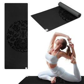 Gaiam Dry-Grip Yoga Mat - 5mm Thick Non-Slip Exercise & Fitness Mat for Standard or Hot Yoga, Pilates and Floor Workouts - Cushioned Support, Non-Slip