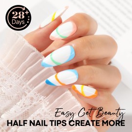 UNA GELLA Medium Almond Nail Tips Full Matte 504pcs Soft Gel Almond Shape Nail Tips Half Cover Clear Gel x Tips for Nail Art Press On Nails, Almond Fake False Nails 12 Sizes, Nail Extensions