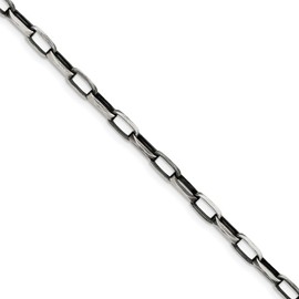 Solid 925 Sterling Silver Vintage Antiqued Unique Link Bracelet - with Secure Lobster Lock Clasp 8.5" (Width = 4mm)