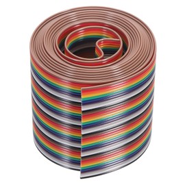 MECCANIXITY 1 Pcs 40 Pin Flat Rainbow Ribbon Cable 6.6 Ft 1.27mm Pitch Breadboard Jumper Wires for Electronic Projects