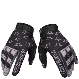 EXCEREY Star Motorcycle Bicycle Full Finger Off-Road Racing Gloves Outdoor Sports for Men Women & Mountaineering (Black, Size L)