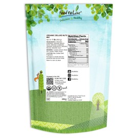 Organic Deluxe Nuts Mix, 1 Pound — A Blend of Dry Roasted Pecans, Cashews, Filberts, Almonds and Brazil Nuts with Himalayan Salt. Non-GMO, Oven Roasted and Lightly Salted. No Oil Added, Kosher, Bulk